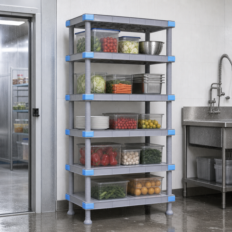 Product image #3 for Quantum Millenia 42"W x 24"D x 62"H 5-Shelf Solid Polymer Stationary Starter Shelving Unit
