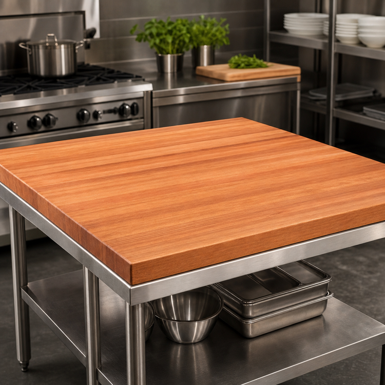 Product image #3 for John Boos Boos Block American Cherry Edge Grain Kitchen Countertop, 48 x 48 x 2-1/4 Inch, Varnique Finish