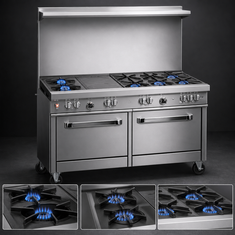 Product image #3 for Southbend Ultimate 48-Inch Commercial Gas Restaurant Range with 7 Open Burners, Standard Oven and Cabinet Base