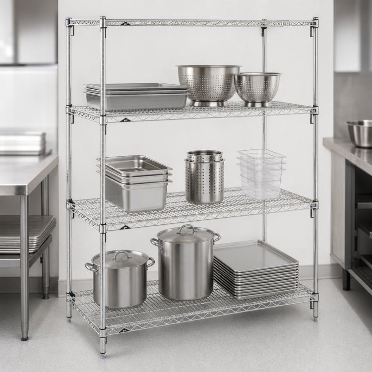 Product image #3 for Metro Super Adjustable Super Erecta Stationary Starter Wire Shelving Unit, 42"W x 24"D x 63"H, Chrome-Plated, 4 Shelves