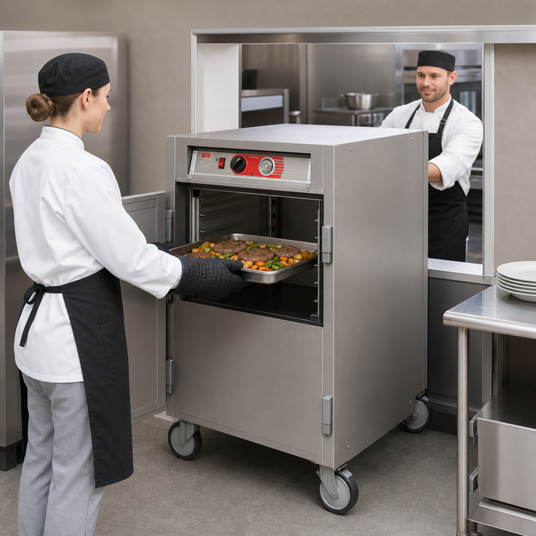 Product image #3 for Metro C5 6 Series Half-Height Insulated Mobile Pass-Thru Heated Holding Cabinet with Solid and Glass Doors, Universal Slides, 120V