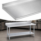 Thumbnail image #3 for Duke Manufacturing 416-2448-5R 48 x 24 Stainless Steel Work Table, 16-Gauge 400 Series Top, 5-Inch Riser, Galvanized Undershelf