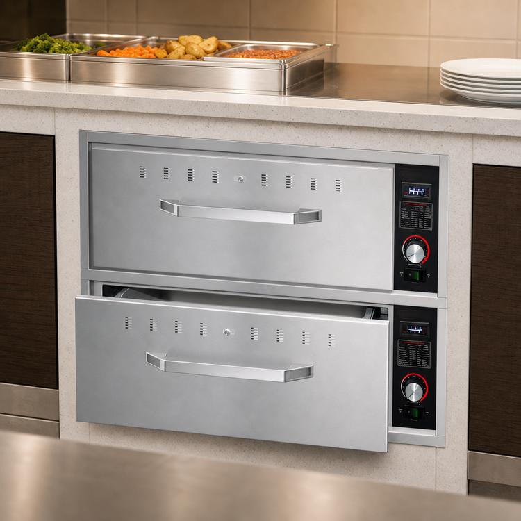Product image #3 for Hatco HDW-2B Built-In Two-Drawer Stainless Steel Warming Drawer with Thermostatic Controls