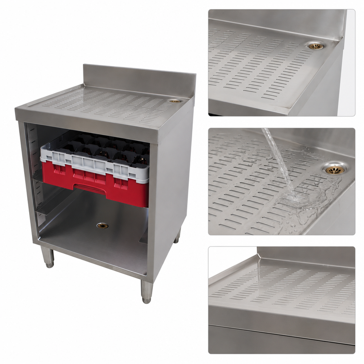 Product image #3 for Advance Tabco Underbar Basics Closed Glass Rack Cabinet, 3-Rack Capacity, Drainboard Top, 24 x 21 x 33 Inches