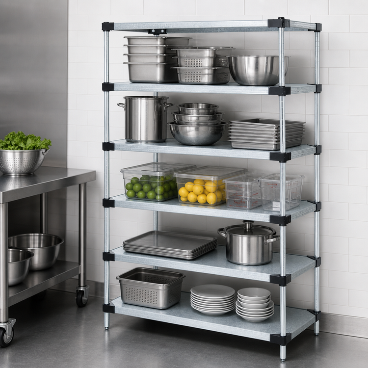 Product image #3 for Quantum 42 Inch x 18 Inch x 63 Inch Solid Shelving Starter Kit with 5 Shelves