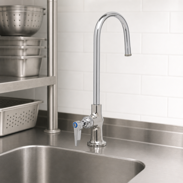 Product image #3 for T&S Brass Single Temperature Deck-Mount Pantry Faucet with 5 3/4-Inch Gooseneck Spout
