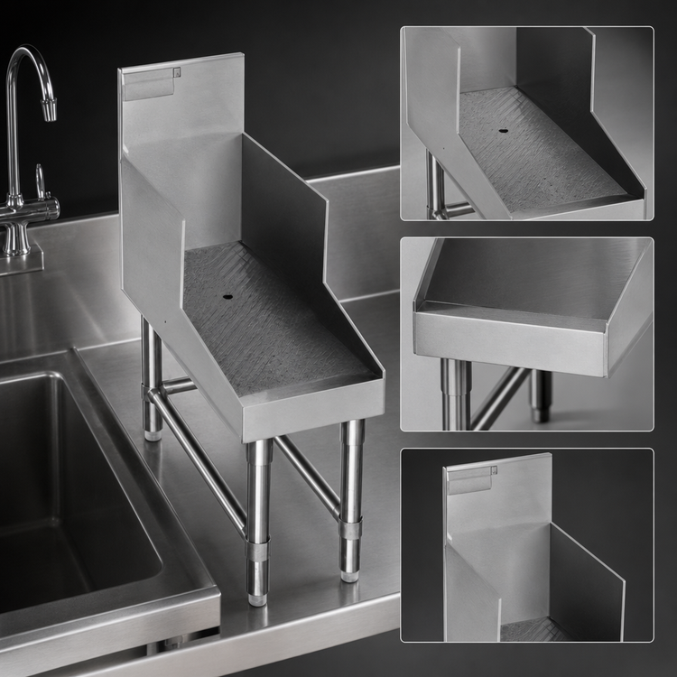 Product image #3 for Spec-Bar 36-Inch Recessed Stainless Steel Workboard, Freestanding Open Base