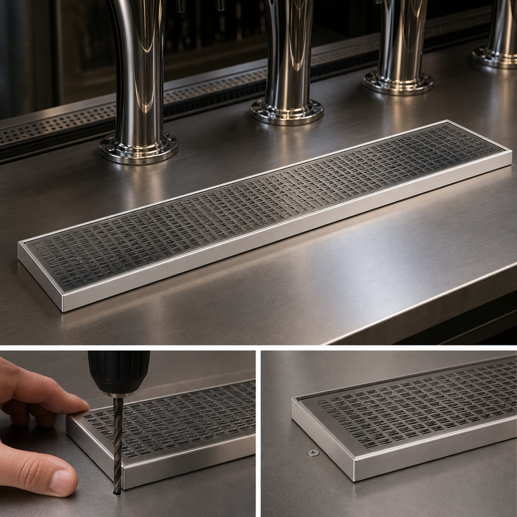 Product image #3 for Micro Matic 33 Inch x 8 Inch Surface Mount Stainless Steel Drip Tray Trough