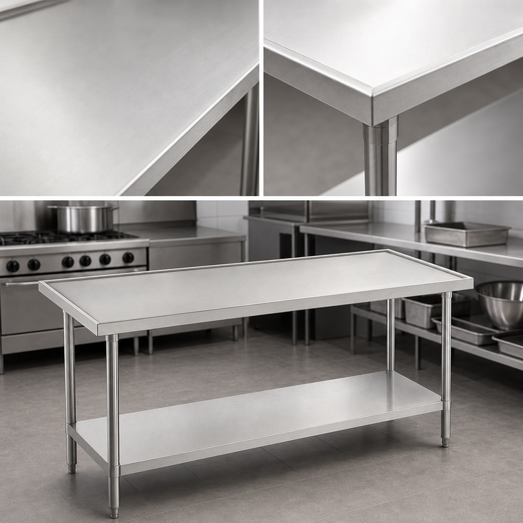 Product image #3 for Advance Tabco Stainless Steel Work Table with Adjustable Galvanized Undershelf, 72" x 48"