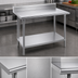 Thumbnail image #3 for Advance Tabco Premium Series Stainless Steel Work Table with 5-Inch Backsplash and Galvanized Undershelf, 84 x 24 Inches
