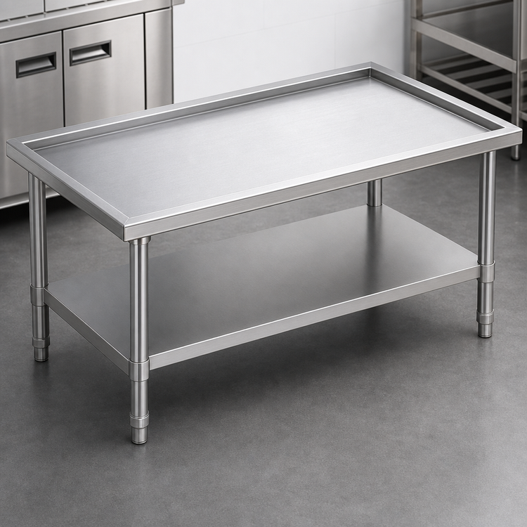 Product image #3 for Stainless Steel Griddle/Equipment Stand with Open Base and Adjustable Undershelf, 48-3/8"W x 30-3/8"D x 25-1/4"H