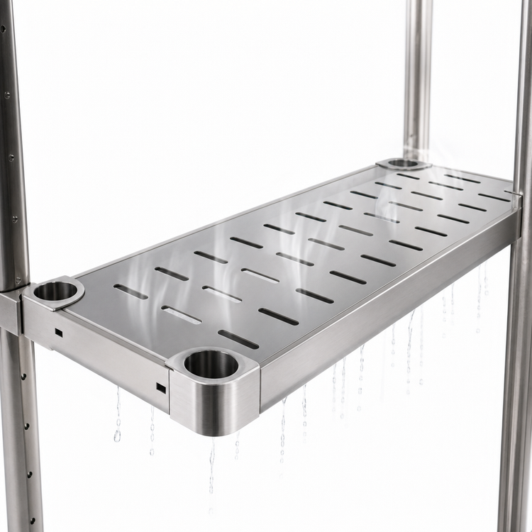 Product image #4 for Quik-Set 60 Inch x 24 Inch Louvered Solid Shelf, 16-Gauge 304 Stainless Steel