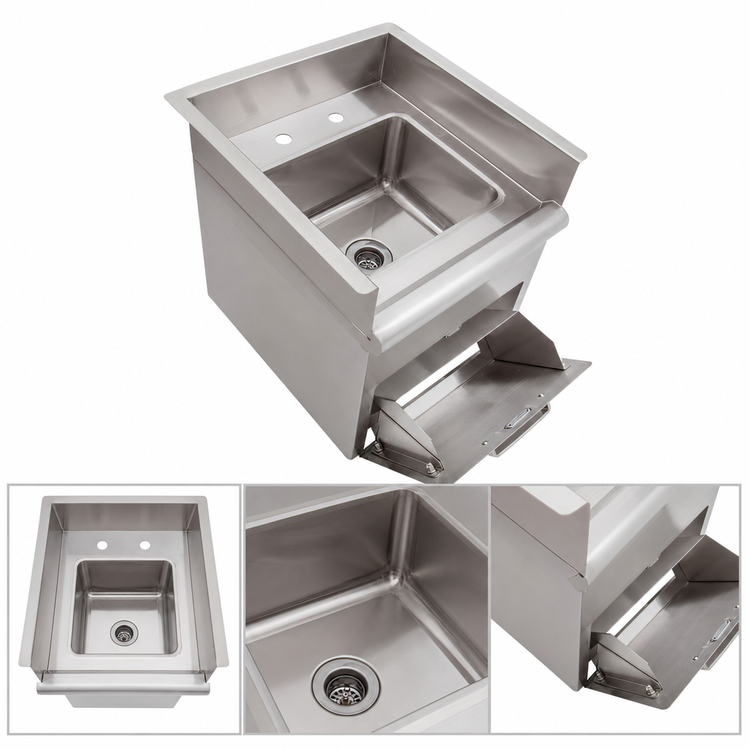 Product image #3 for John Boos Pro-Bowl 1-Compartment Drop-In Stainless Steel Sink with Side Splashes and Towel Dispenser, 16-1/2 x 17-1/2 Inch