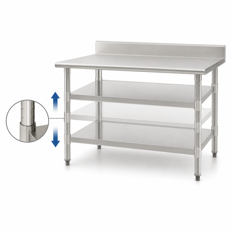 Product image #3 for Eagle Group 36 Inch x 30 Inch Adjustable Galvanized Work Table Undershelf for Uni-Lok Hat Channel Frames
