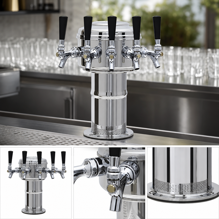 Product image #3 for Glastender Mini Mushroom 5-Faucet Glycol-Cooled Draft Dispensing Tower