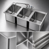 Thumbnail image #3 for Krowne 36 Inch Three-Compartment Stainless Steel Drop-In Sink with Included 12 Inch Spout Faucet