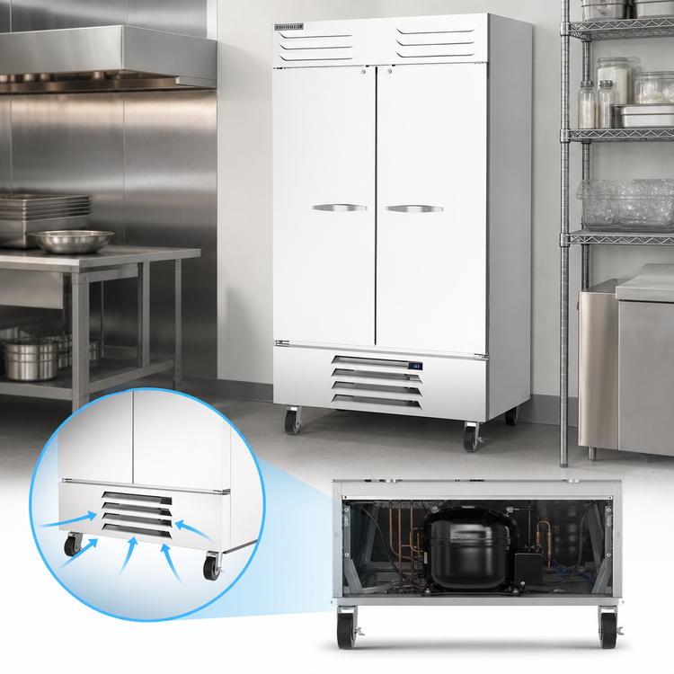 Product image #3 for Beverage-Air Vista® 47-Inch 2-Section Bottom-Mount Reach-In Freezer with Solid Doors, 44 Cu. Ft.
