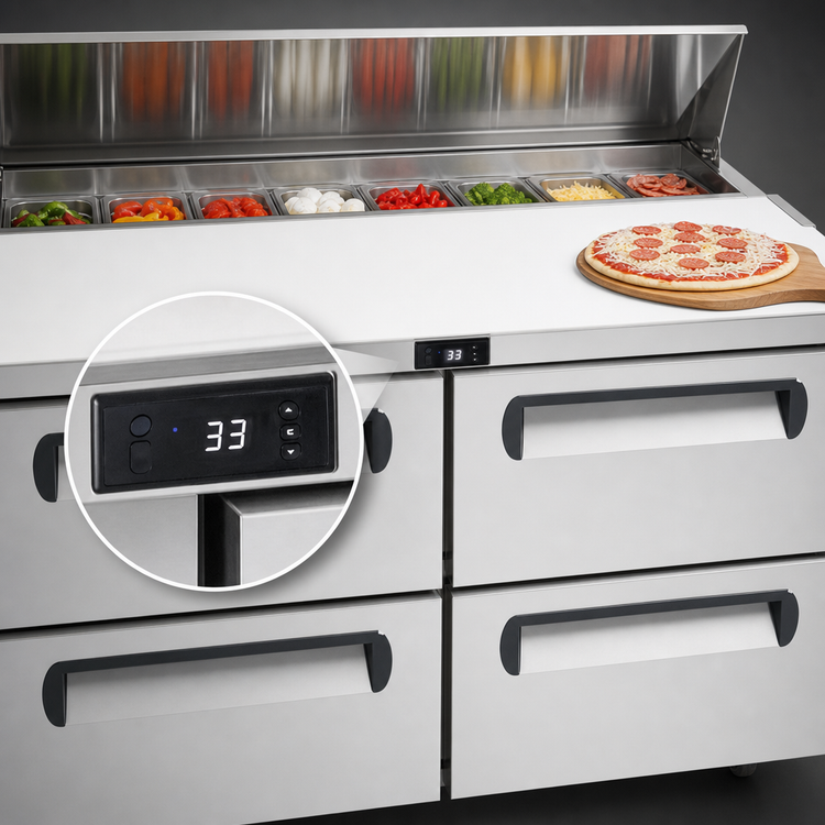 Product image #4 for Migali Competitor Series® 93-Inch Refrigerated Pizza Prep Table with 6 Drawers