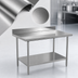 Thumbnail image #3 for Mixrite 48-Inch x 30-Inch 18-Gauge 430 Stainless Steel Work Table with 4-Inch Backsplash and Adjustable Undershelf
