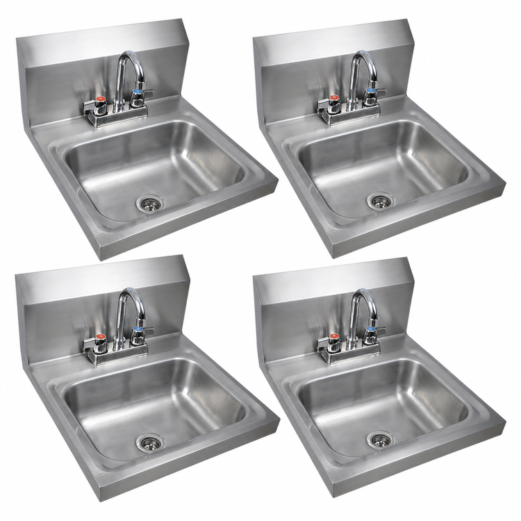 Product image #3 for BK Resources Case Pack of 4 Wall-Mount Hand Wash Sinks with 14 x 10 x 5-Inch Bowl and Faucet