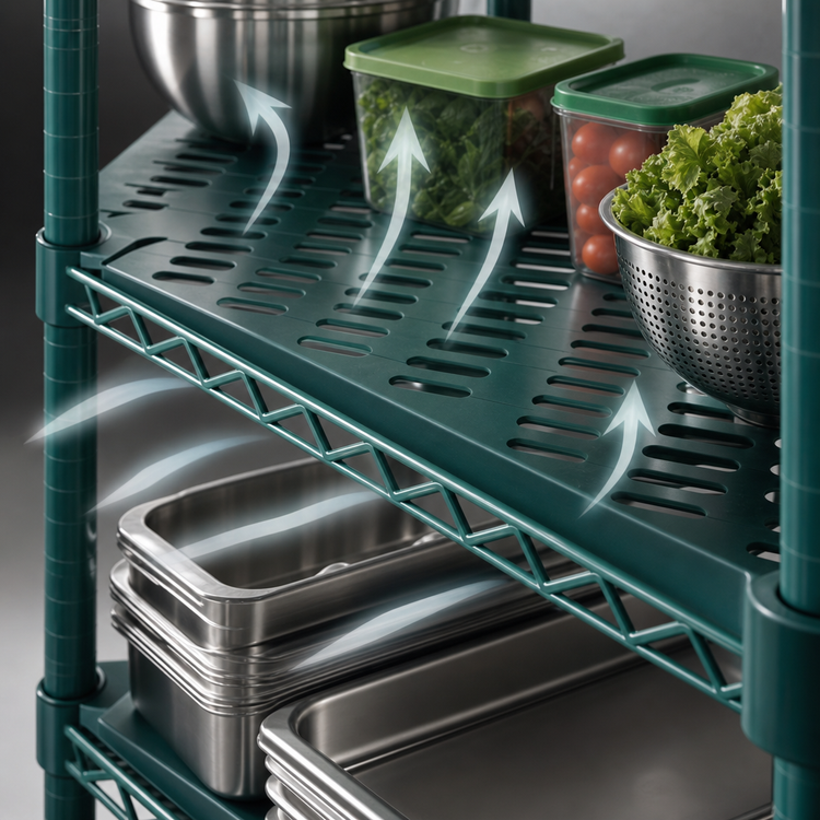 Product image #3 for QuadPlus 72 x 24 Inch Louvered Green Polymer Shelf Mat