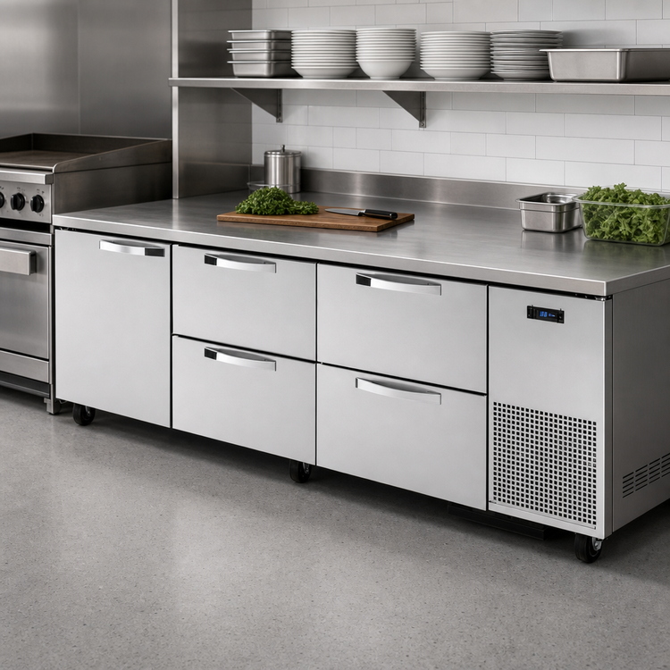 Product image #3 for True SPEC Series Deep Undercounter Refrigerator, 93.25-Inch Wide, 1 Door and 4 Drawers