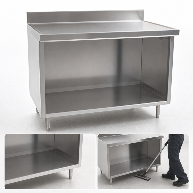 Product image #3 for Spec-Master Marine Series 60" x 24" Stainless Steel Underbar Work Table with Open Front Cabinet Base