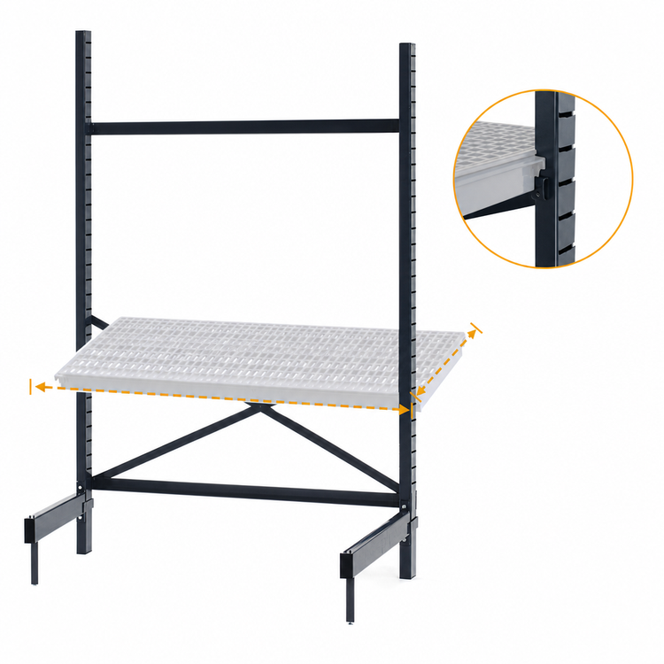 Product image #3 for Metro SmartLever 42W x 30D Cantilevered Shelving Starter Base Kit, 86-3/8" H