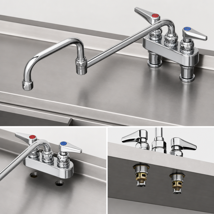 Product image #3 for T&S Brass 4-Inch Deck Mount Workboard Faucet with 18-Inch Double Joint Swing Nozzle