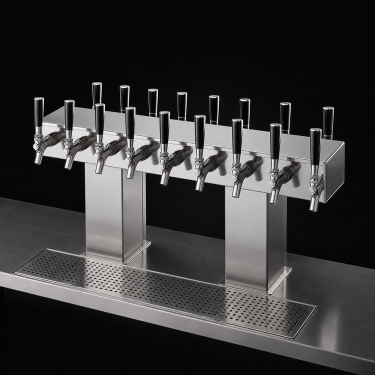 Product image #3 for Perlick 36-Faucet Back-to-Back Bridge Tee Glycol-Cooled Countertop Draft Beer Tower
