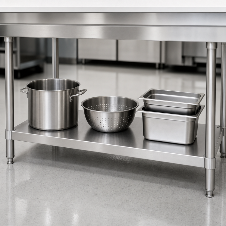 Product image #3 for Omcan Stainless Steel Undershelf for 30 x 60 Poly Top Work Table