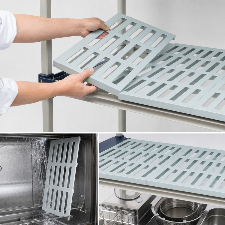 Product image #3 for MetroMax 4 42"W x 21"D All-Polymer Shelf with Open Grid Mats
