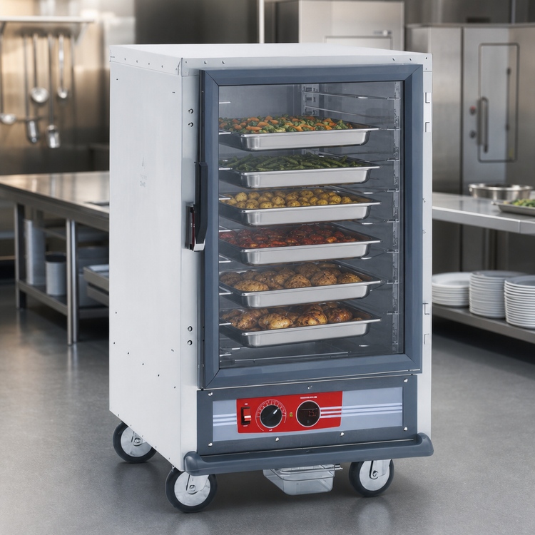 Product image #3 for Metro C5 1 Series Mobile Half-Height Non-Insulated Heated Holding Cabinet with Clear Door and Universal Slides