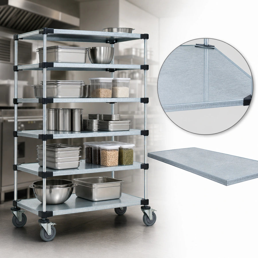 Five Solid Galvanized Steel Shelves