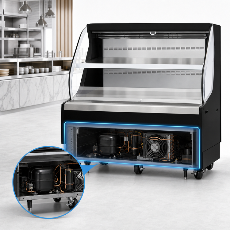 Product image #3 for Everest Refrigeration EOMH-72-B-35-T 73-1/4-Inch Horizontal Open Display Merchandiser with Bottom-Mount Refrigeration, Black