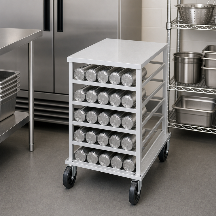 Product image #3 for Advance Tabco CR10-72 Half-Size Mobile Aluminum Can Rack with Aluminum Top, 72 #10 or 96 #5 Capacity