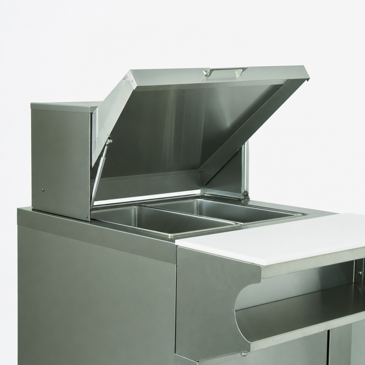 Product image #3 for Advance Tabco RC-2 Flip-Up Stainless Steel Hinged Cover for 2-Well Hot Food Tables