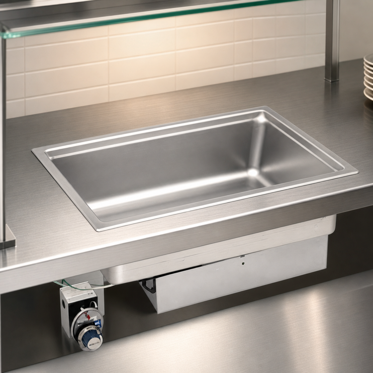 Product image #3 for Wells SS-206T Rectangular Built-In Top-Mount Electric Hot Well Food Warmer, 12 x 20-Inch Full-Size Pan Opening