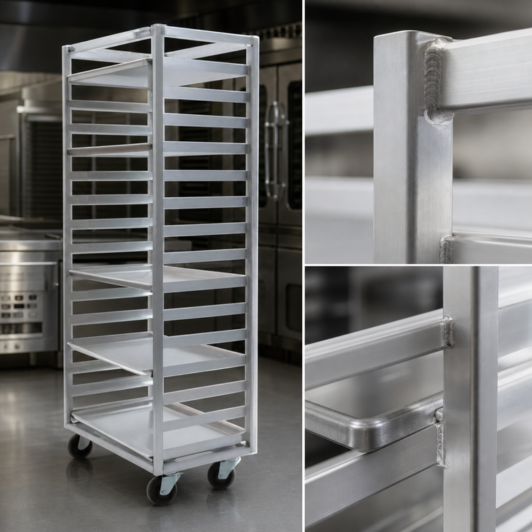 Product image #3 for Panco Mobile Front-Load Aluminum Oven Rack for 10 Full-Size Sheet Pans, 6-Inch Centers