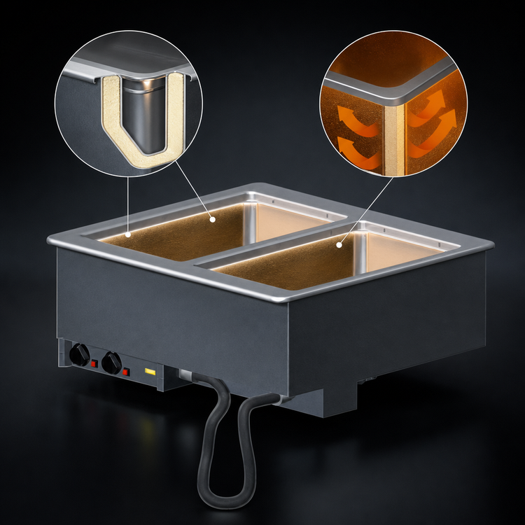 Product image #3 for Vollrath Two-Well Drop-In Electric Hot Food Well with Individual Thermostatic Controls, 2 Full-Size Pans, 208V