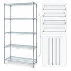 Thumbnail image #3 for Quantum WR86-1854S-5 Stationary 5-Shelf Wire Shelving Starter Kit, 54 x 18 x 86 Inches, 304 Stainless Steel