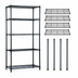 Thumbnail image #3 for Quantum 42-Inch W x 14-Inch D x 86-Inch H Wire Shelving Starter Kit, 5 Shelves, Black Epoxy Antimicrobial Finish