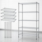 Thumbnail image #3 for Quantum WR54-1272S-5 Stationary Wire Shelving Starter Kit, 72"W x 12"D x 54"H, 5 Shelves, 304 Stainless Steel