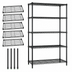 Thumbnail image #3 for Quantum 5-Shelf Stationary Wire Shelving Starter Kit, 60W x 36D x 63H, Black Epoxy Antimicrobial Finish