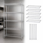 Thumbnail image #3 for Quantum WR74-2154S-5 Stationary Wire Shelving Starter Unit, 54"W x 21"D x 74"H, 5 Shelves, 304 Stainless Steel