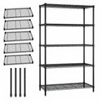 Thumbnail image #3 for Quantum WR63-3660BK-5 5-Shelf Stationary Wire Shelving Starter Kit, 60W x 36D x 63H, Black Epoxy Antimicrobial Finish