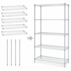 Thumbnail image #3 for Quantum WR74-2148S-5 5-Shelf Stationary Wire Shelving Starter Kit, 48"W x 21"D x 74"H, 304 Stainless Steel