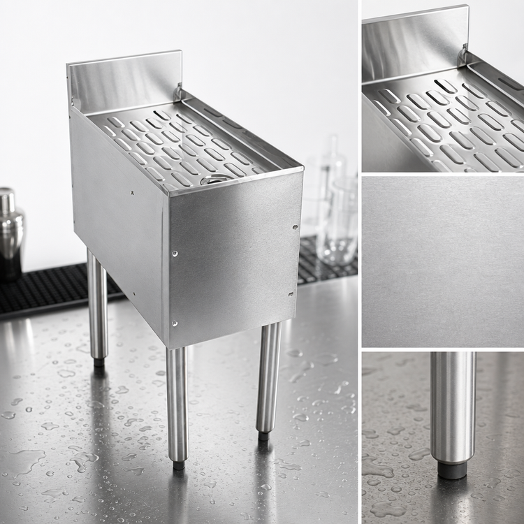 Product image #3 for CHOICE C-DBB-12 Freestanding Stainless Steel Underbar Drainboard, 12" x 24"