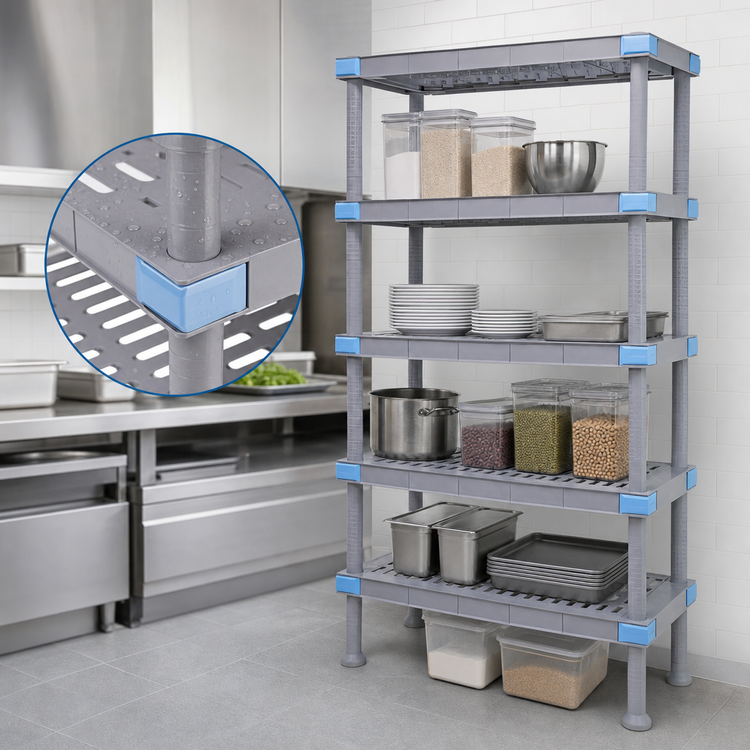 Product image #3 for Quantum Millenia 30"W x 21"D x 86"H Gray Polymer Stationary Starter Shelving Unit, 5 Shelves