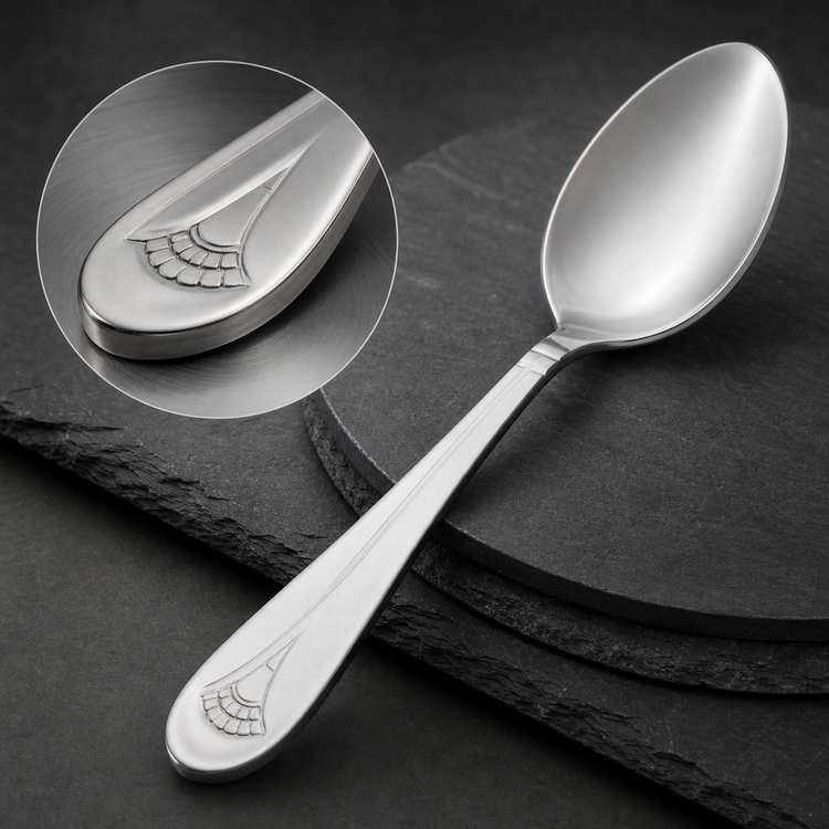 Product image #3 for Fan 8-1/2 Inch Extra-Heavy Weight 18/8 Stainless Steel Table Serving Spoon